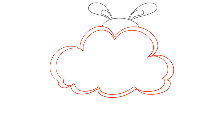 云朵兔子文本框简笔画