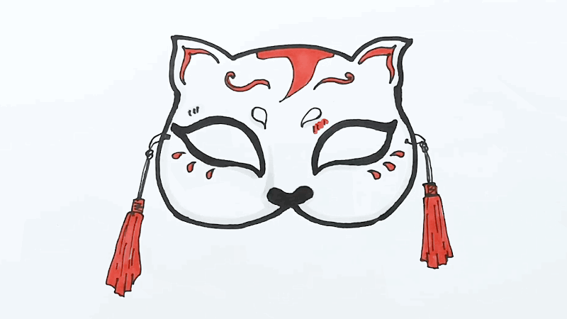 猫妖面具简笔画图片