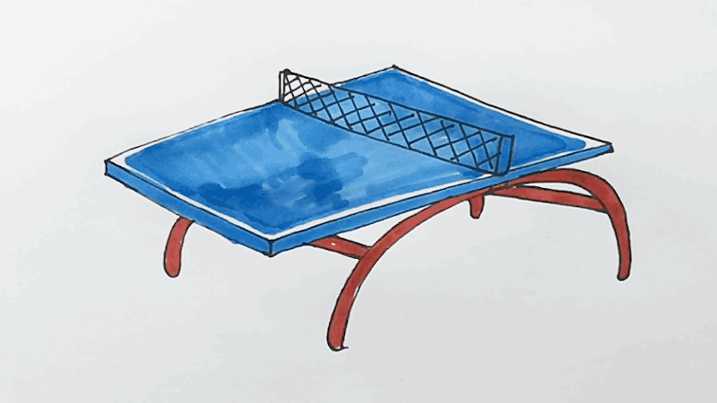 乒乓球桌简笔画彩色图片