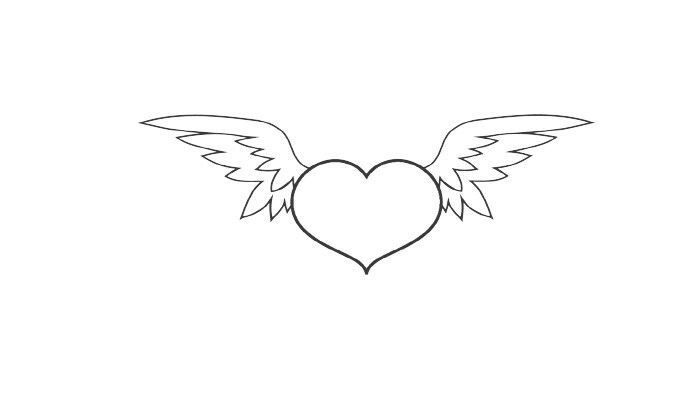 天使爱心翅膀简笔画图片