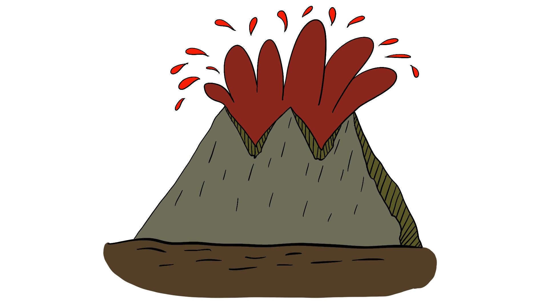 火山爆发简笔画 简单图片