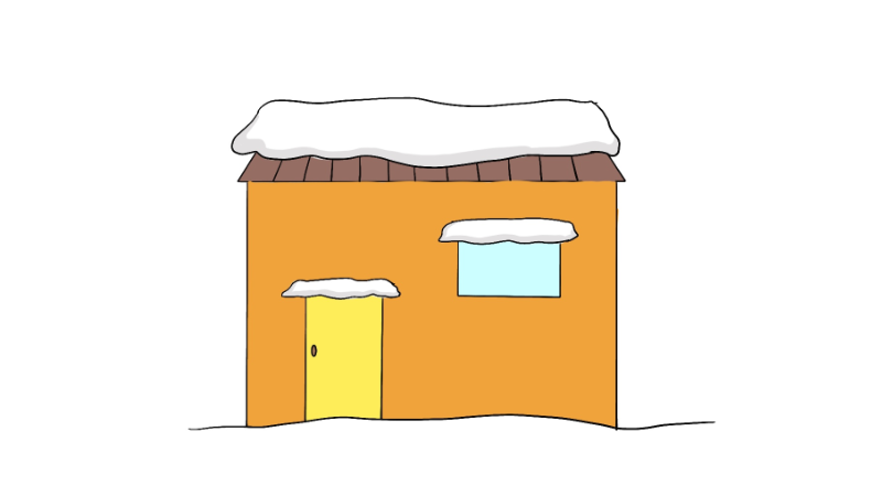 雪车简笔画房子图片