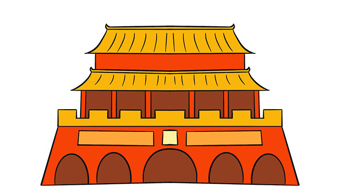 北京故宫简笔画彩色图片